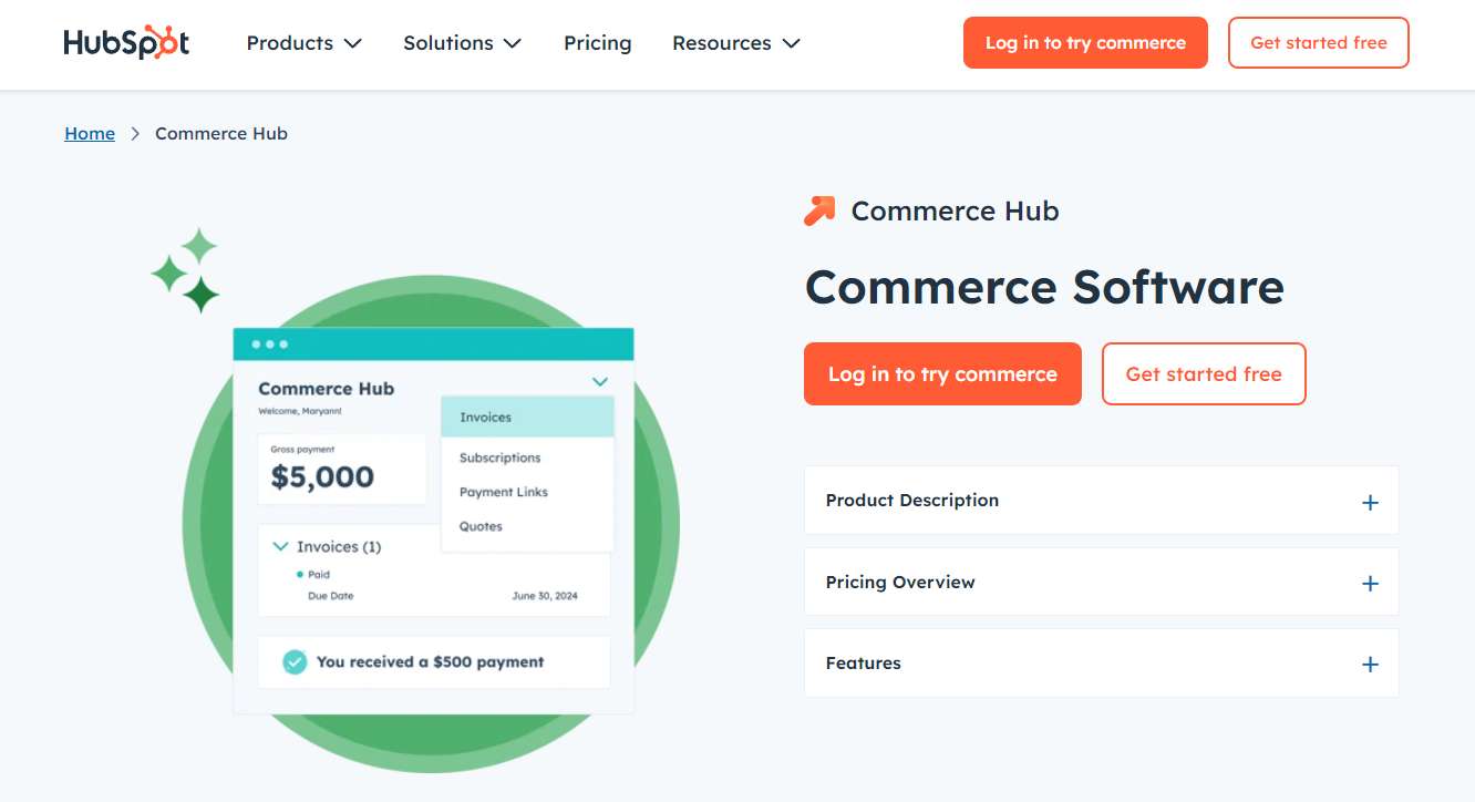 HubSpot Commerce Hub